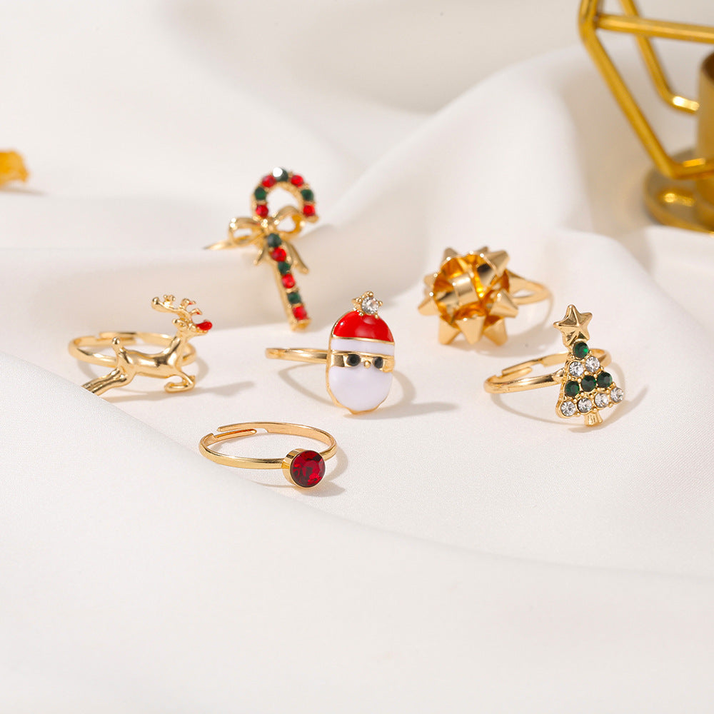 Cute Cartoon Elk Christmas Tree Ring