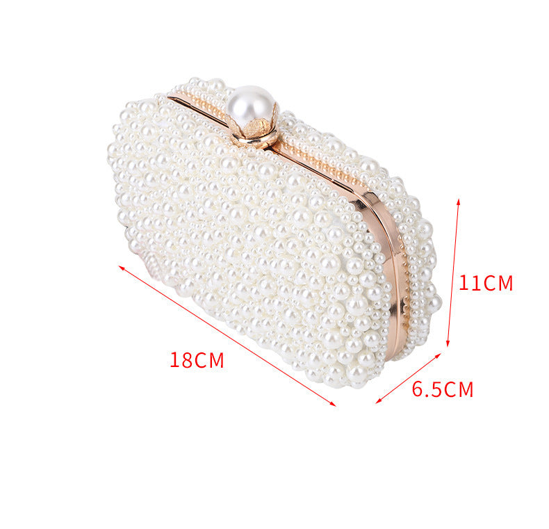 Women's Pearl Dinner Bag Soft Surface Lock Clutch