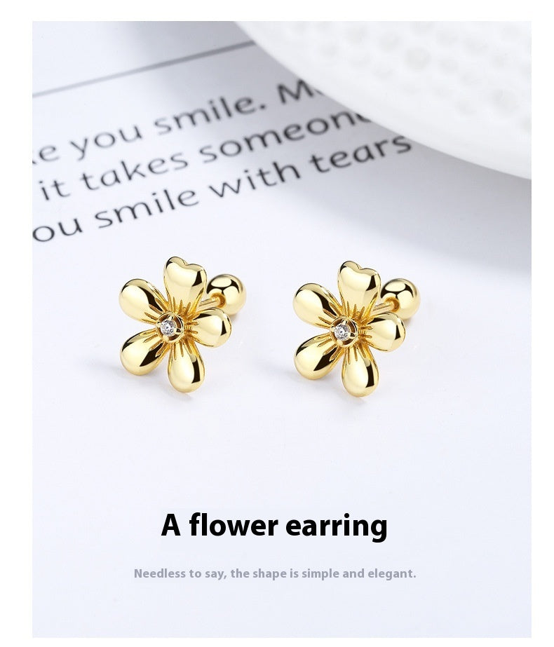 Women's Five Petal Flower Bud Thread Minimalist Personality All-match Temperament Earrings