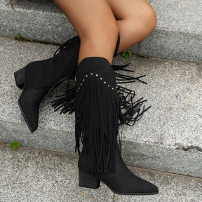 Pointed Toe Chunky Heel High Tube All-matching Women's Boots