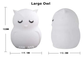 Owl LED Night Light Touch Sensor Remote Control 9 Colors Dimmable Timer Rechargeable Silicone Night Lamp for Children Baby Gift