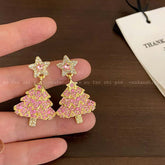 Micro-inlaid Christmas Tree Earrings Female Design Fashion