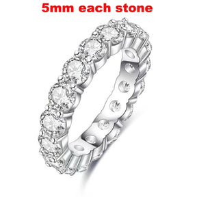 Smyoue 2-5mm Full Moissanite Ring for Women Sparkling Wedding Eternity Bands 100% S925 Sterling Silver Jewelry Classic Ring GRA