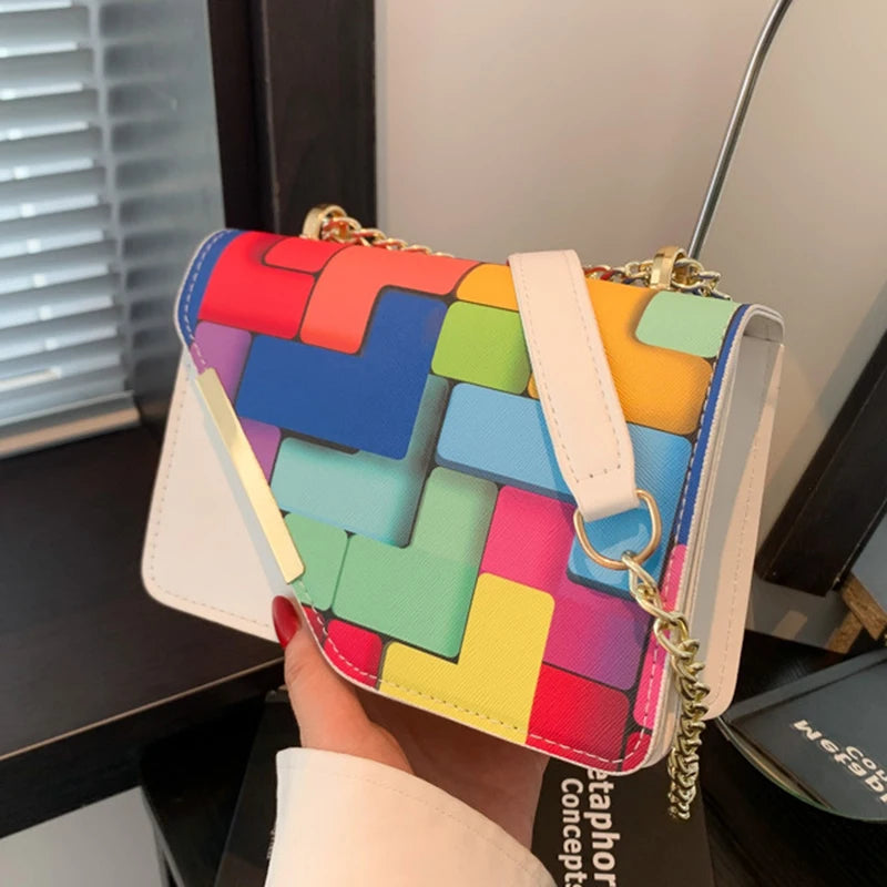 2024 Fashion Mini Women's Bag Luxury Chain Crossbody Bag Shoulder Painted Bag PU Solid Color Purse Luxury Design Messenger Bag