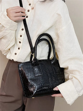 Shoulder Crossbody Bags For Women 2023 Luxury Designer Handbags Crocodile Pattern Glace Leather Golden Hardware Ladies Mini Tote