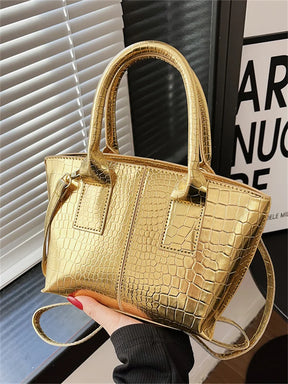 Shoulder Crossbody Bags For Women 2023 Luxury Designer Handbags Crocodile Pattern Glace Leather Golden Hardware Ladies Mini Tote