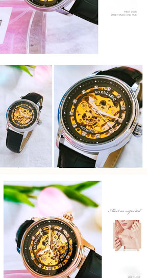 AOKULASIC Women Automatic Mechanical Watches Skeleton Wristwatches Ladies Elegant Luxury High Quality New Watch Waterproof Clock