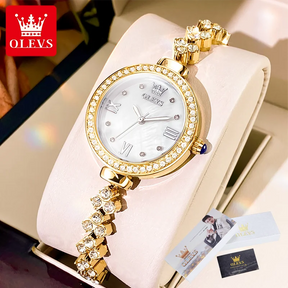 OLEVS 9903 Women's Watch High Quality Fashion Elegant Diamond Waterproof dial Stainless Steel Luxury Original Quartz Women Watch