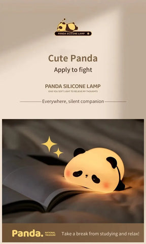 Touch Sensor Night Lights Cute Panda Silicone Lamp LED Rechargeable Dimming Lamp Bedside Decor Kids Night Light Birthday Gift