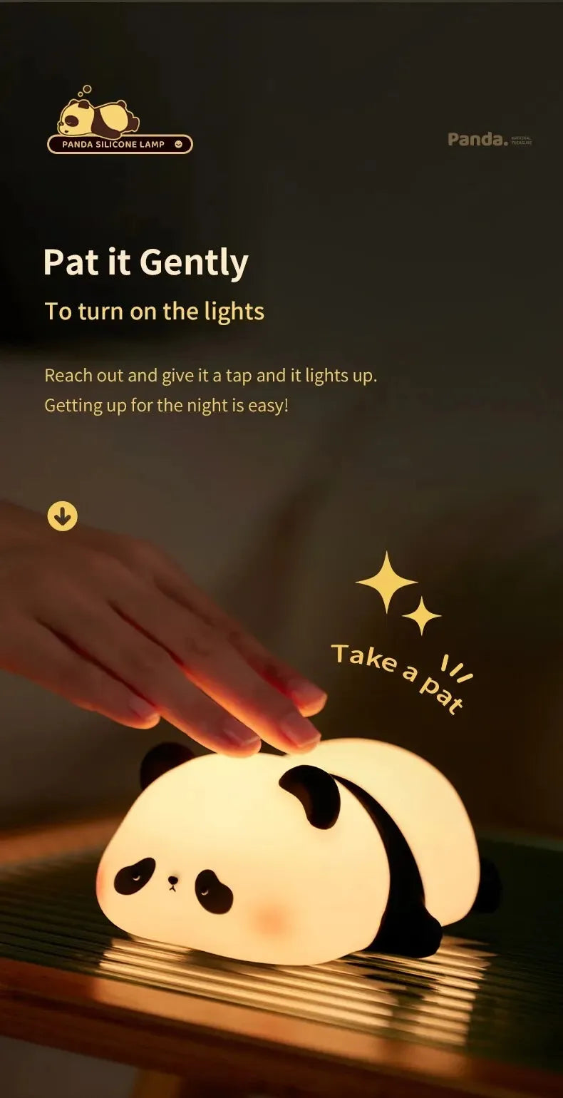 Touch Sensor Night Lights Cute Panda Silicone Lamp LED Rechargeable Dimming Lamp Bedside Decor Kids Night Light Birthday Gift