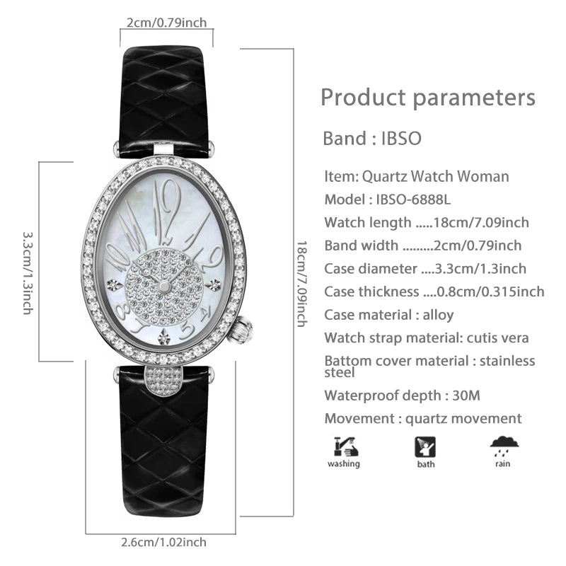 Original Brand Woman Watch Silver Steel Waterproof Handwatch Female Fashion Oval High Quality Ladies Leather Wristwatches Blue