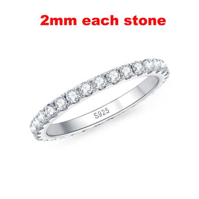 Smyoue 2-5mm Full Moissanite Ring for Women Sparkling Wedding Eternity Bands 100% S925 Sterling Silver Jewelry Classic Ring GRA