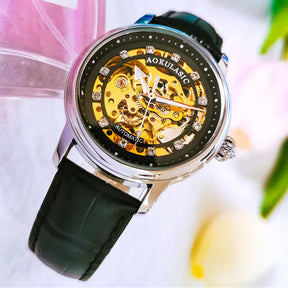 AOKULASIC Women Automatic Mechanical Watches Skeleton Wristwatches Ladies Elegant Luxury High Quality New Watch Waterproof Clock