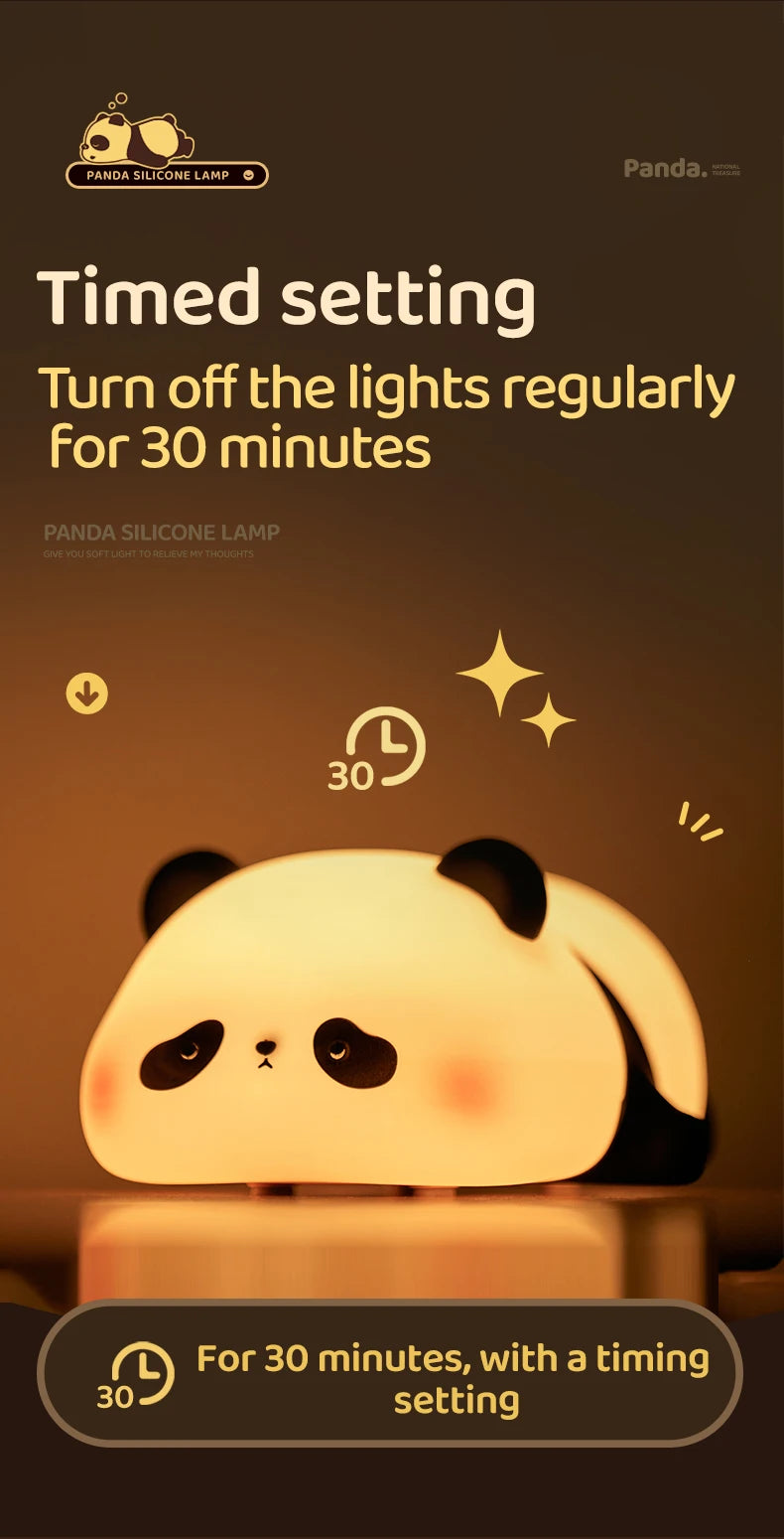 Panda Kawaii Mini Lamp Rechargeable Night Light for Kids Toddlers Friends Bedroom Decor Gift