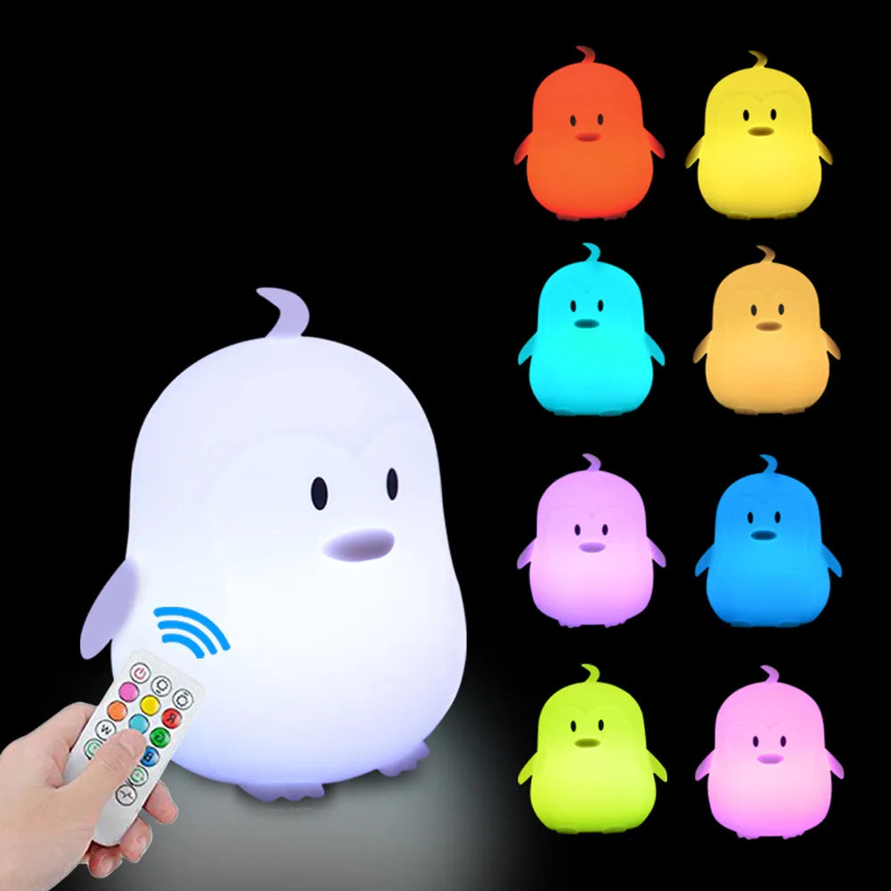 Owl LED Night Light Touch Sensor Remote Control 9 Colors Dimmable Timer Rechargeable Silicone Night Lamp for Children Baby Gift