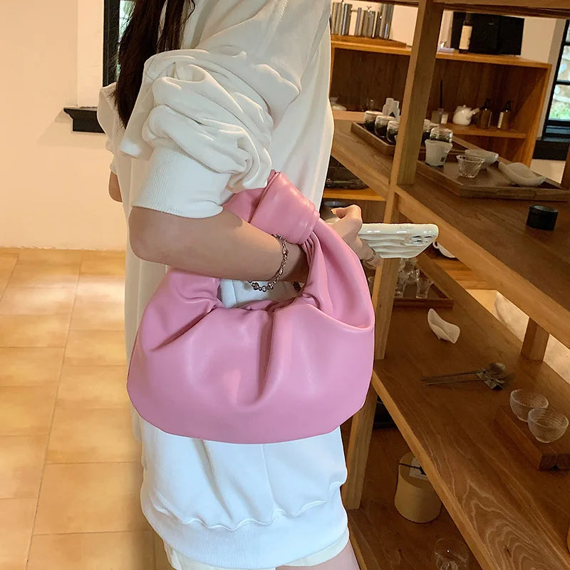 2023 Fashion Hobo Bag Luxury Designer Handbag Brand Women Tote Bag Knotted Handle Clutch Bag Purple Green Pu Leather Ladies Bag