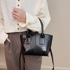 Shoulder Crossbody Bags For Women 2023 Luxury Designer Handbags Crocodile Pattern Glace Leather Golden Hardware Ladies Mini Tote