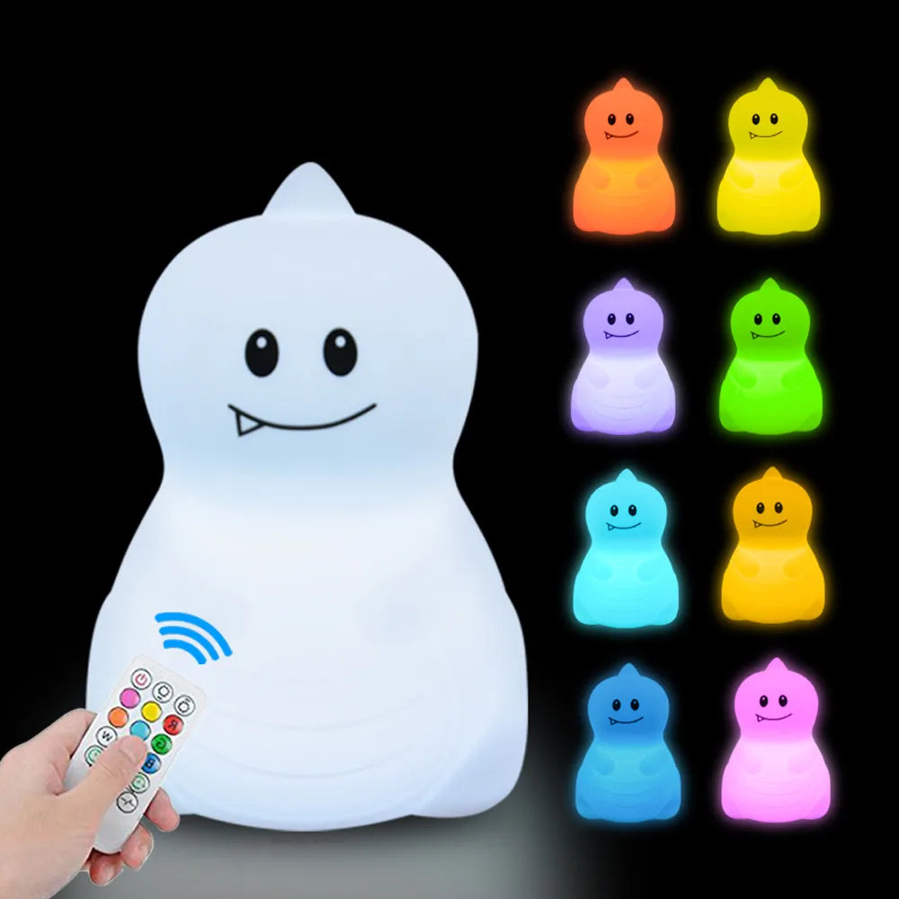 Owl LED Night Light Touch Sensor Remote Control 9 Colors Dimmable Timer Rechargeable Silicone Night Lamp for Children Baby Gift