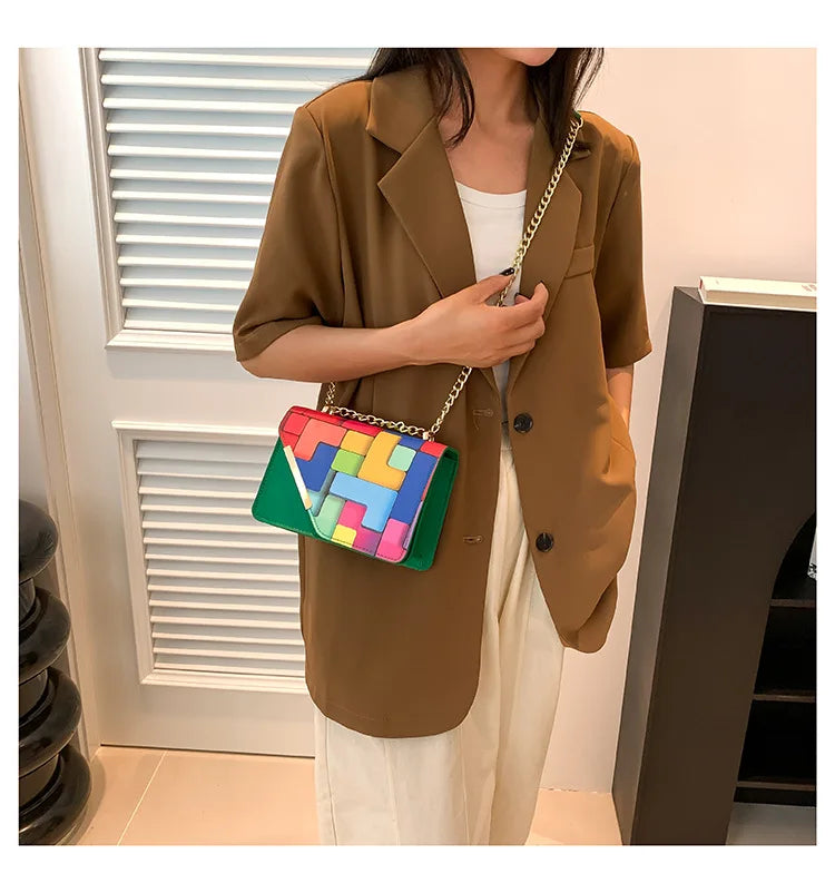 2024 Fashion Mini Women's Bag Luxury Chain Crossbody Bag Shoulder Painted Bag PU Solid Color Purse Luxury Design Messenger Bag