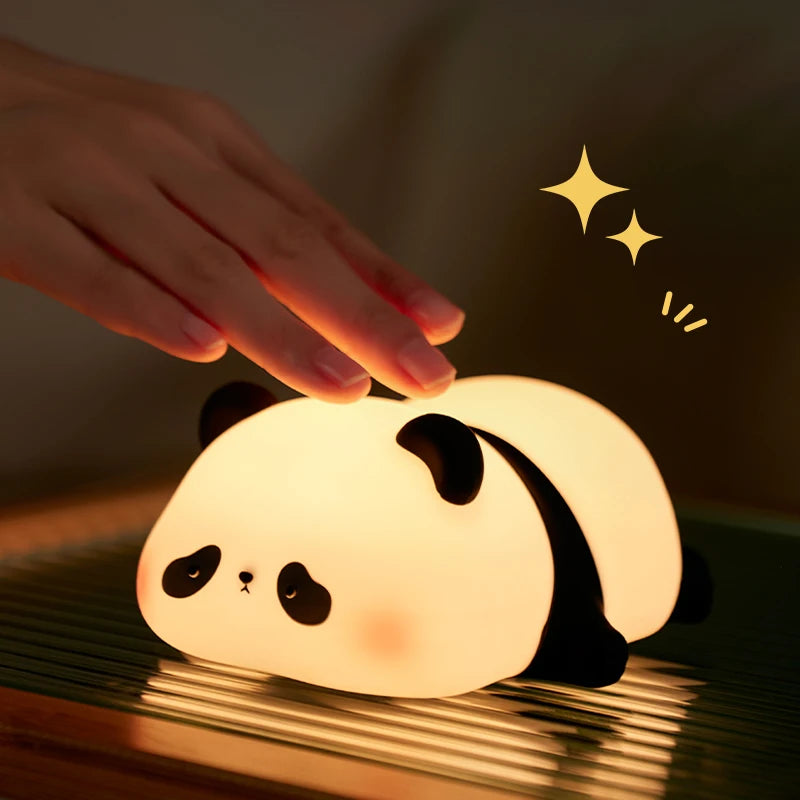 Panda Kawaii Mini Lamp Rechargeable Night Light for Kids Toddlers Friends Bedroom Decor Gift