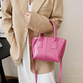 Shoulder Crossbody Bags For Women 2023 Luxury Designer Handbags Crocodile Pattern Glace Leather Golden Hardware Ladies Mini Tote