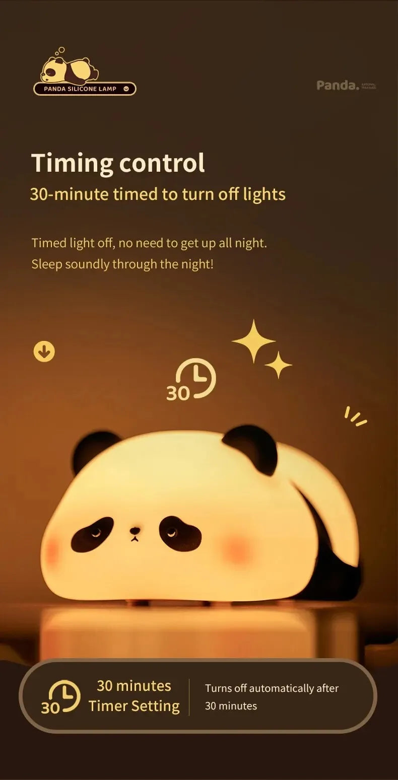 Touch Sensor Night Lights Cute Panda Silicone Lamp LED Rechargeable Dimming Lamp Bedside Decor Kids Night Light Birthday Gift