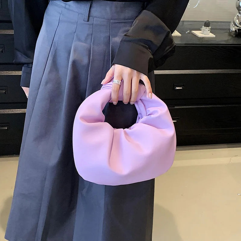 2023 Fashion Hobo Bag Luxury Designer Handbag Brand Women Tote Bag Knotted Handle Clutch Bag Purple Green Pu Leather Ladies Bag