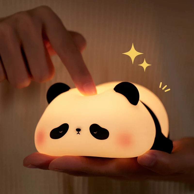 Panda Kawaii Mini Lamp Rechargeable Night Light for Kids Toddlers Friends Bedroom Decor Gift