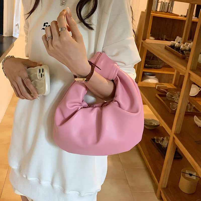 2023 Fashion Hobo Bag Luxury Designer Handbag Brand Women Tote Bag Knotted Handle Clutch Bag Purple Green Pu Leather Ladies Bag