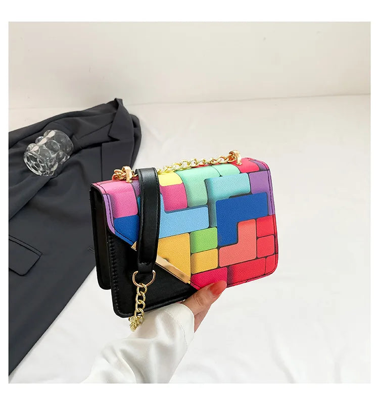 2024 Fashion Mini Women's Bag Luxury Chain Crossbody Bag Shoulder Painted Bag PU Solid Color Purse Luxury Design Messenger Bag