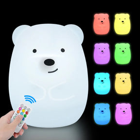 Owl LED Night Light Touch Sensor Remote Control 9 Colors Dimmable Timer Rechargeable Silicone Night Lamp for Children Baby Gift