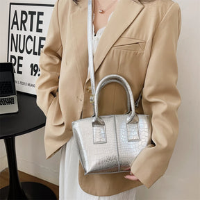 Shoulder Crossbody Bags For Women 2023 Luxury Designer Handbags Crocodile Pattern Glace Leather Golden Hardware Ladies Mini Tote