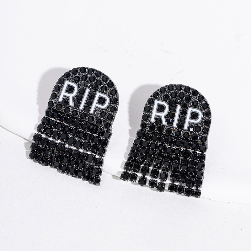 Halloween Diamond Skull Stud Earrings Alloy