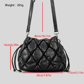 Women's PU Rhombus Stitching Handbag