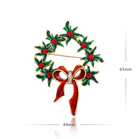 Christmas Brooch Deer Snowman Christmas Tree Corsage Alloy Diamond Drop Oil