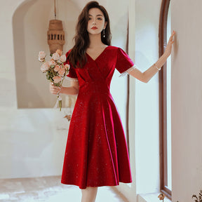 Toast Dress Bride Wine Red Wedding Dress Engagement Back Door Dress