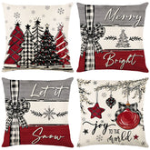 Christmas Pillow Cover Linen Christmas Tree Printing Throw Pillowcase