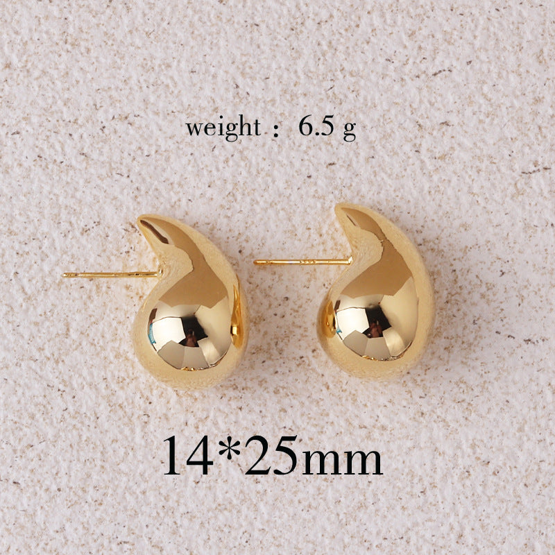 Copper Plating 18K Real Metal Drop-shaped Earrings For Women