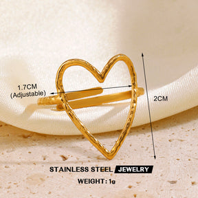 Stainless Steel Love Heart-shaped Ring Line Cross Titanium Steel Ring