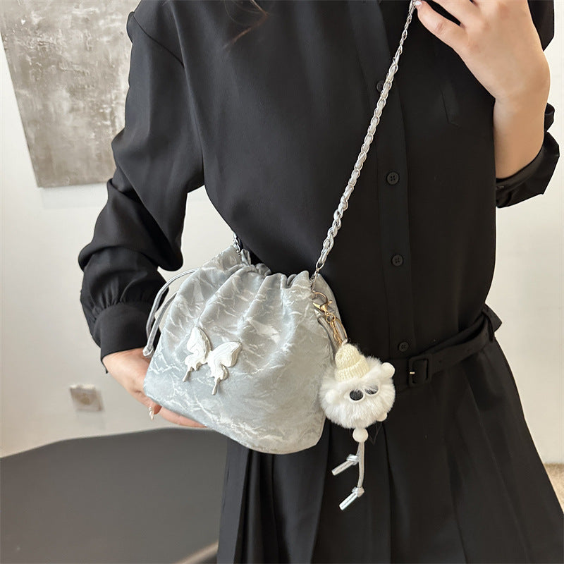 Chain Small Bag Female Butterfly Crossbody Single Shoulder Bucket Bag