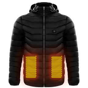 Men Heated Puffer Jacket Electric Heating Coat Insulated Hood Windbreaker 9Heat Zones