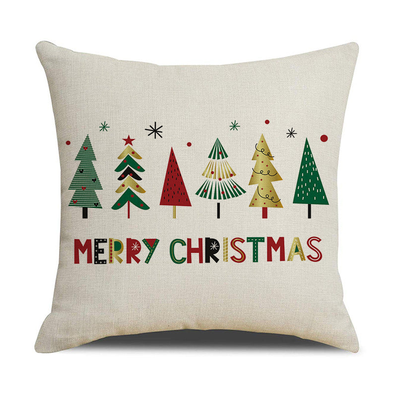 Christmas Day Throw Linen Cushion Pillowcase