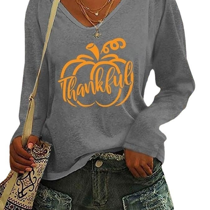 Women's V-neck Long Sleeved T-shirt