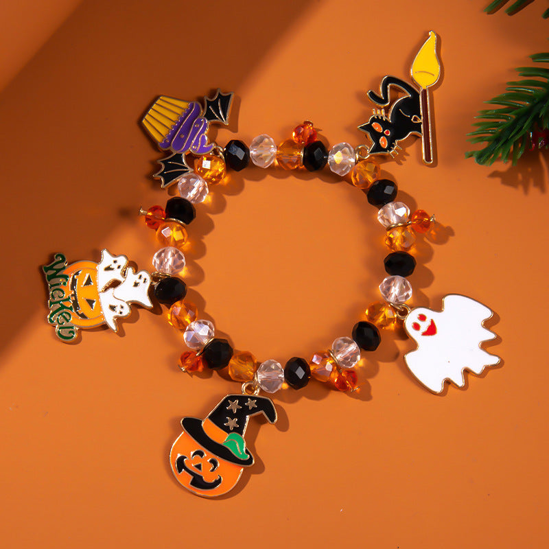 Halloween Bracelet String Beads Pumpkin Ghost