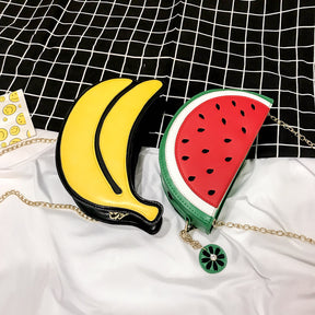 Individualized Funny Fruit Watermelon Orange Single Shoulder Diagonal Chain Bag Mobile Phone