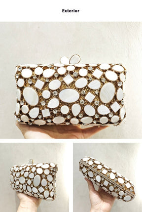 Full Diamond Shell Dinner Clutch Crystal Hollow Women's Bag