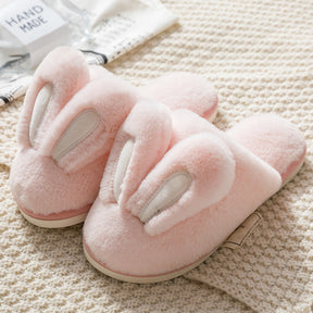 Cotton Slippers Female Cute Cartoon Bunny Rabbit Ears Bag Heel