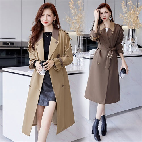 Trench Coat Women's Mid-length Casual Fashion Over The Knee Overcoat