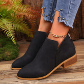 Chunky Heel Pointed Toe Ankle Boots With V-cut Design Fashion Fall Winter Short Boots For Women Shoes