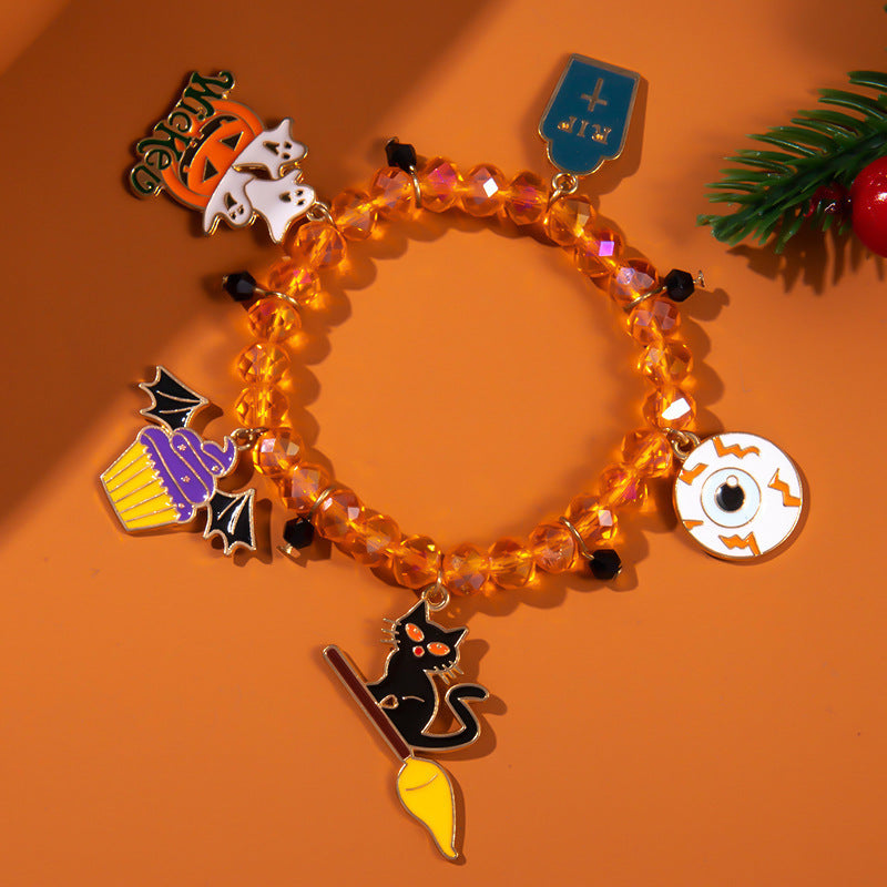 Halloween Bracelet String Beads Pumpkin Ghost